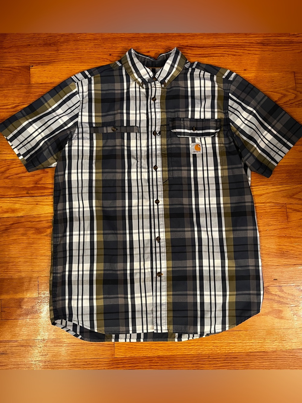 Carhartt Force Ridgefield Lightweight Plaid Button Short Sleeve Shirt Size Large